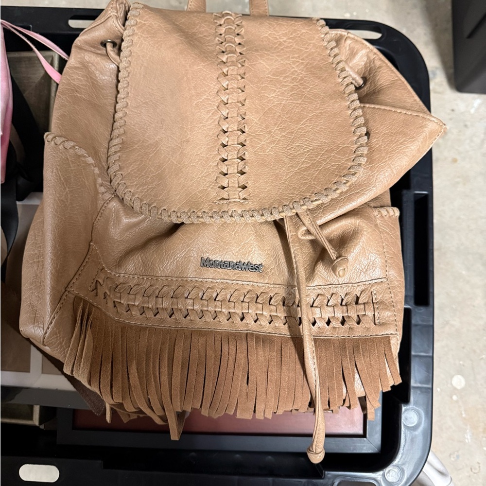 Montana West Brown Leather Backpack with Fringe